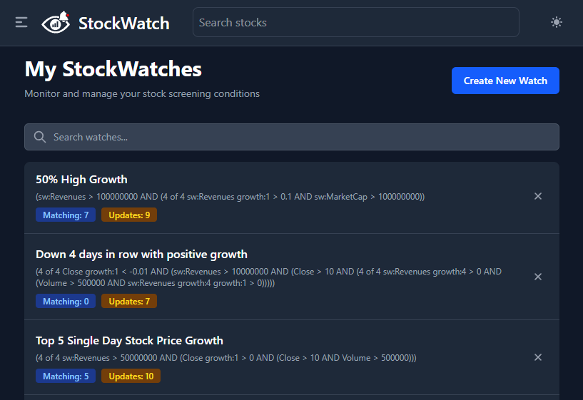 StockWatch My Watches — automated nightly alerts